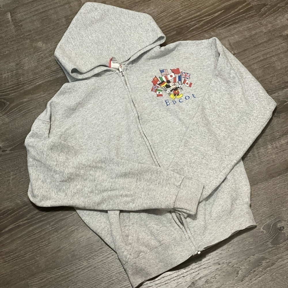 VINTAGE Disney Epcot Zip Front Hoodie size S/M
